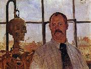 Lovis Corinth Self-portrait with Skeleton oil